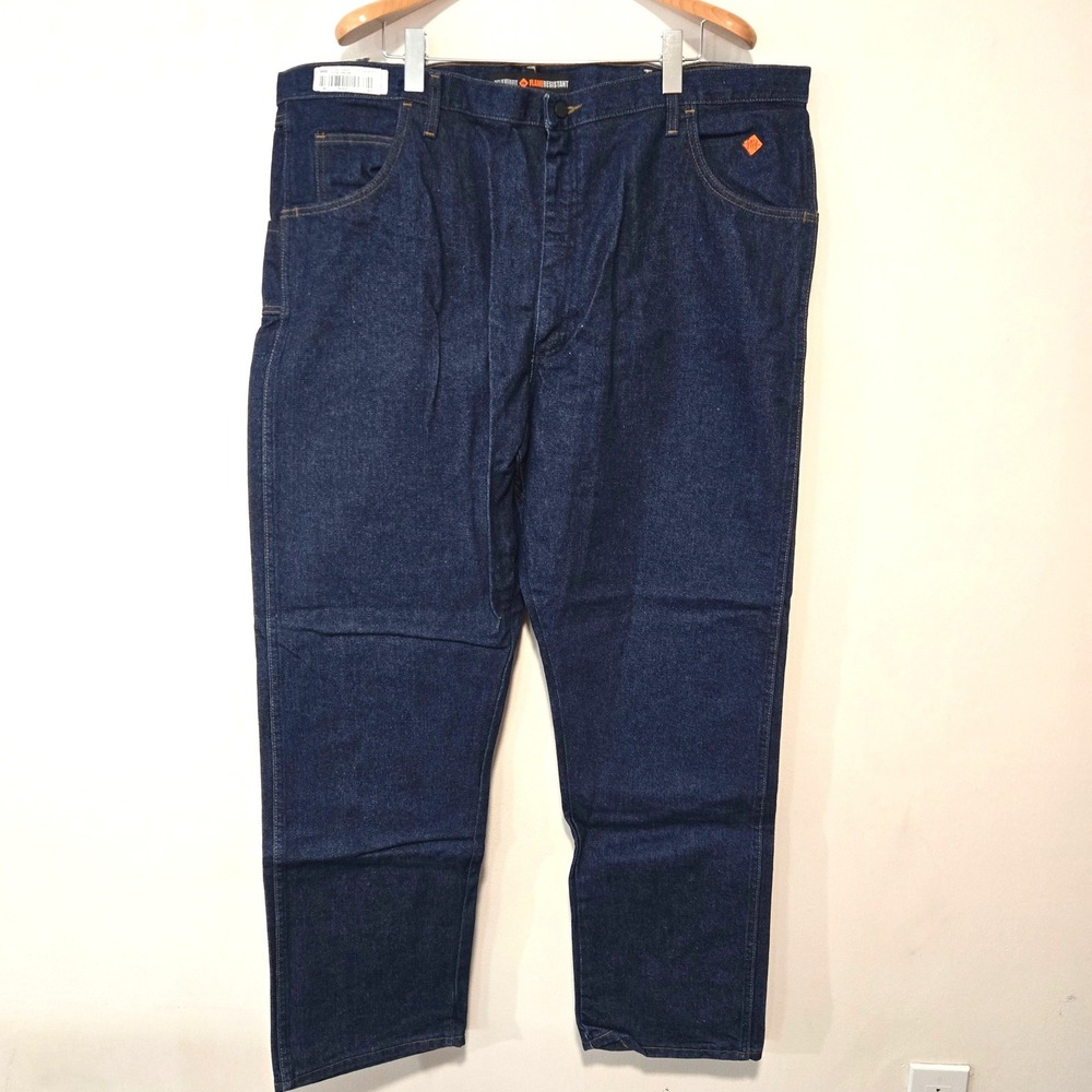 Wrangler FR Flame Resistant Jeans Mens 44x32 Dark Indigo Relaxed Fit CAT 2 2112
